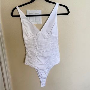 White ruched bodysuit Zara